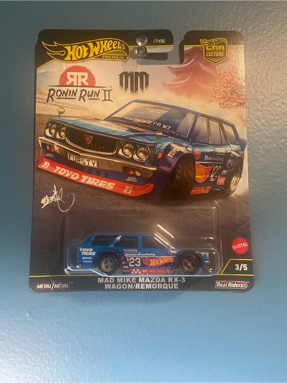 Hot Wheels Mad Mike Mazda RX-3 Wagon Toy Car in Blue